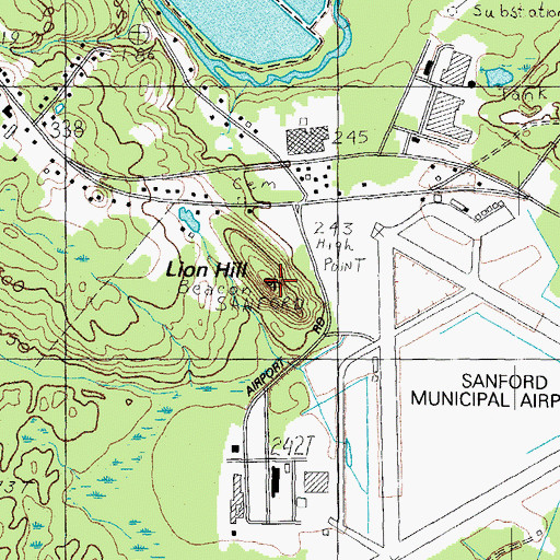 Topographic Map of Lion Hill, ME