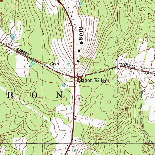 Topographic Map of Lisbon Ridge, ME