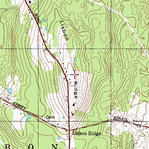 Topographic Map of Lisbon Ridge, ME