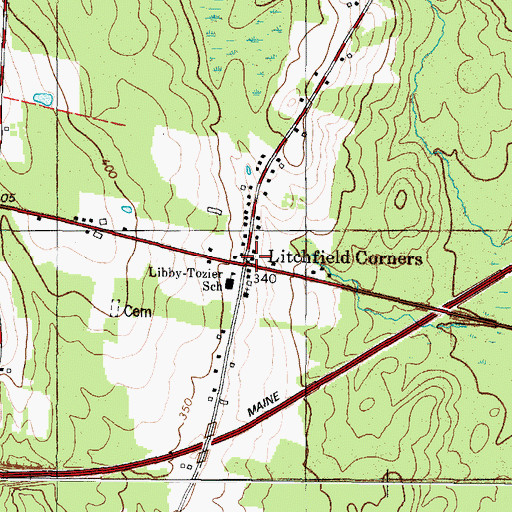 Topographic Map of Litchfield Corners, ME