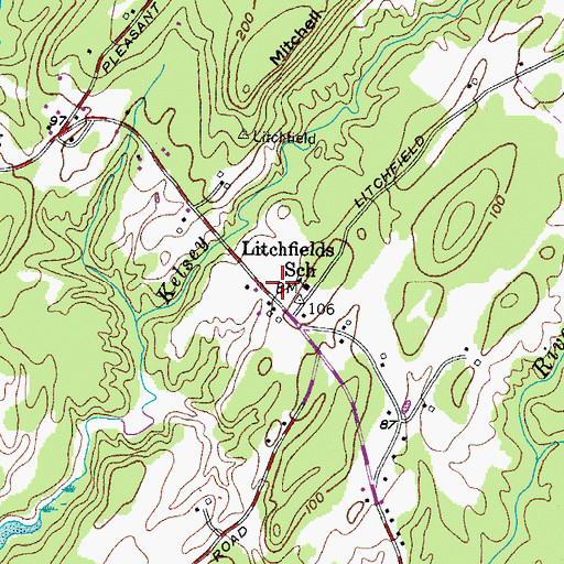 Topographic Map of Litchfields School, ME