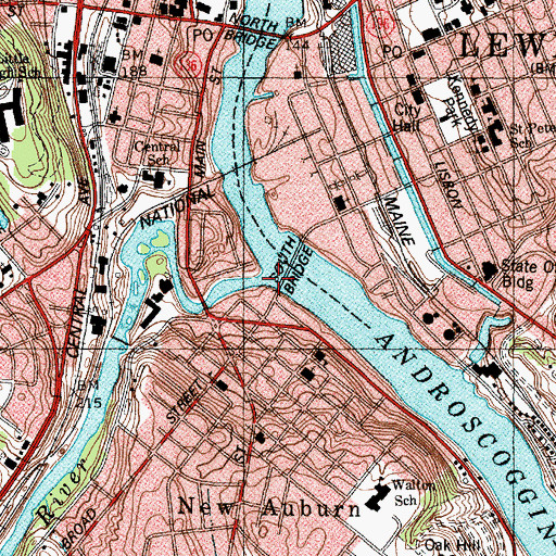 Topographic Map of Little Androscoggin River, ME
