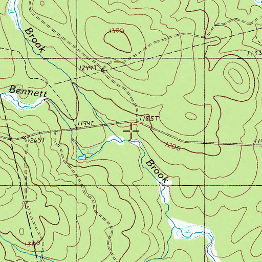 Topographic Map of Little Bennett Brook, ME