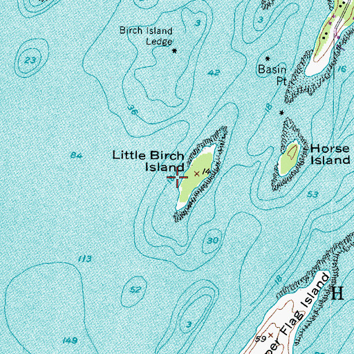Topographic Map of Little Birch Island, ME