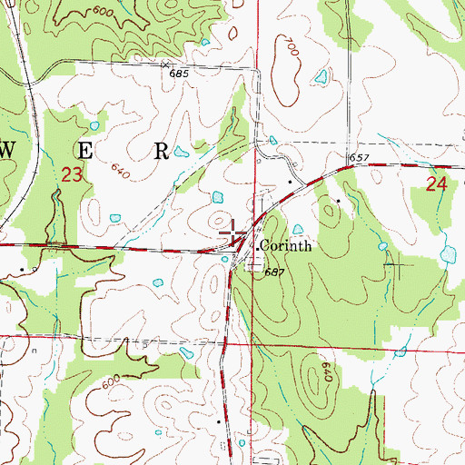 Topographic Map of Corinth, AR