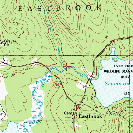 Topographic Map of Little Bog River, ME