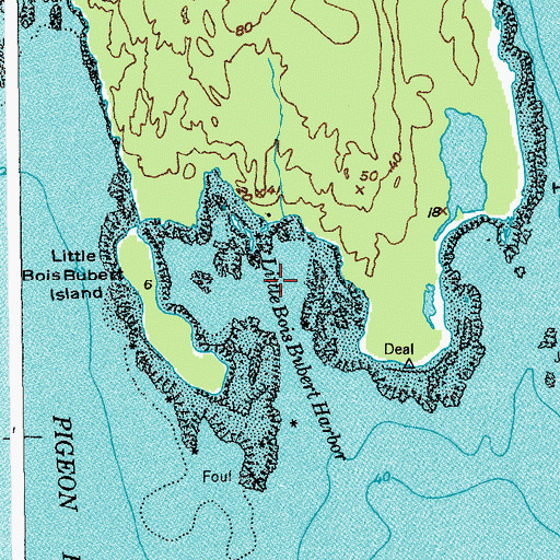 Topographic Map of Little Bois Bubert Harbor, ME