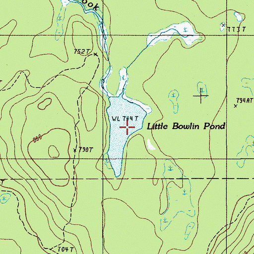 Topographic Map of Little Bowlin Pond, ME