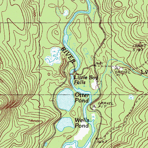 Topographic Map of Little Boy Falls, ME