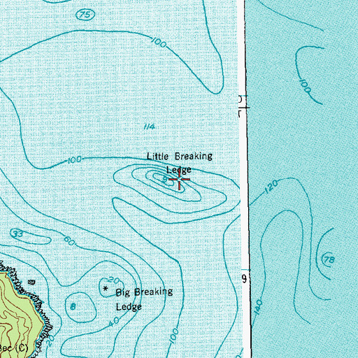 Topographic Map of Little Breaking Ledge, ME