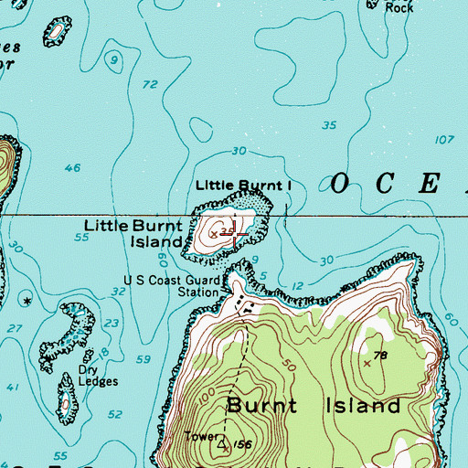 Topographic Map of Little Burnt Island, ME