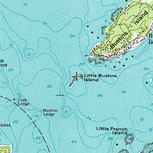 Topographic Map of Little Bustins Island, ME