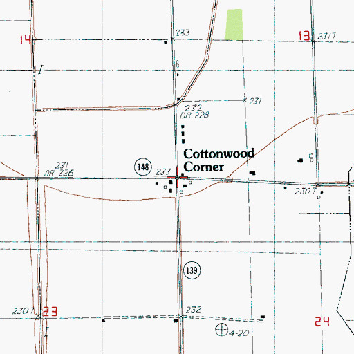 Topographic Map of Cottonwood Corner, AR