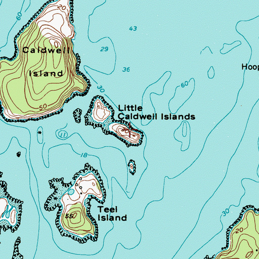Topographic Map of Little Caldwell Islands, ME