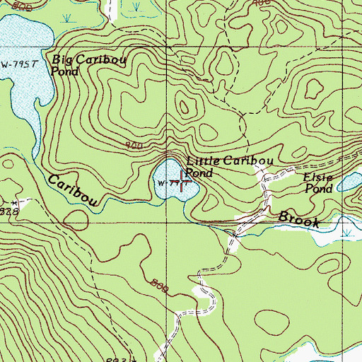 Topographic Map of Little Caribou Pond, ME