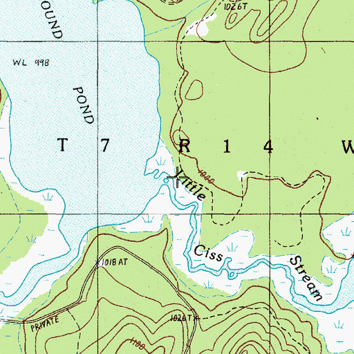 Topographic Map of Little Ciss Stream, ME