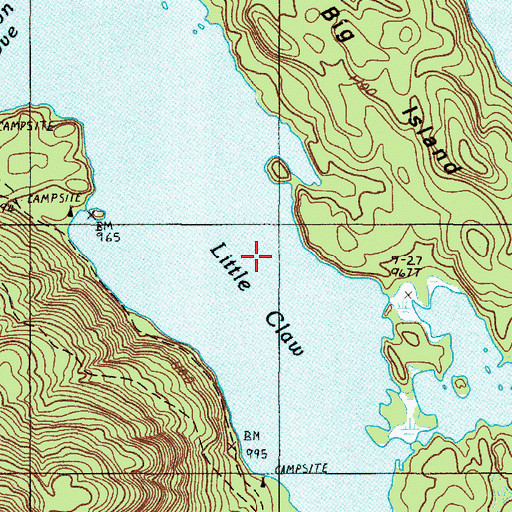 Topographic Map of Little Claw, ME