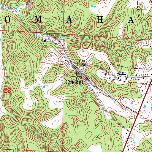 Topographic Map of Cricket, AR