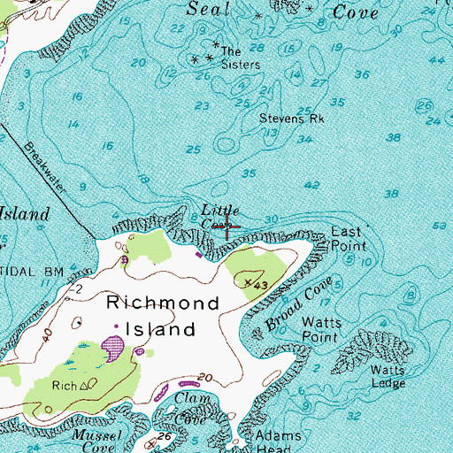 Topographic Map of Little Cove, ME