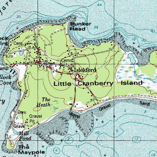 Topographic Map of Little Cranberry Island, ME