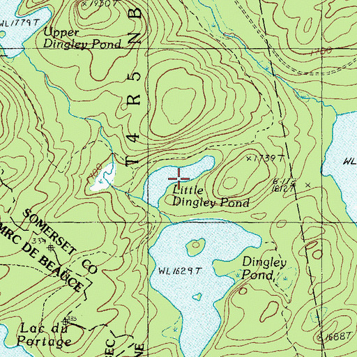 Topographic Map of Little Dingley Pond, ME