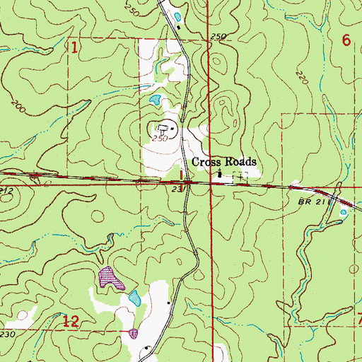 Topographic Map of Cross Roads, AR