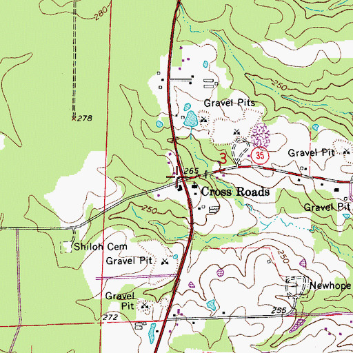 Topographic Map of Cross Roads, AR