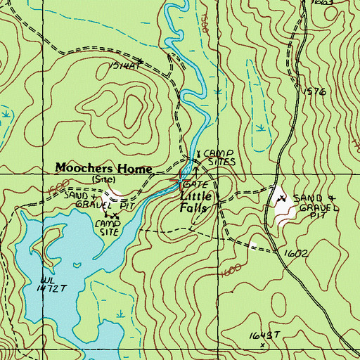 Topographic Map of Little Falls, ME