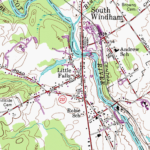 Topographic Map of Little Falls, ME