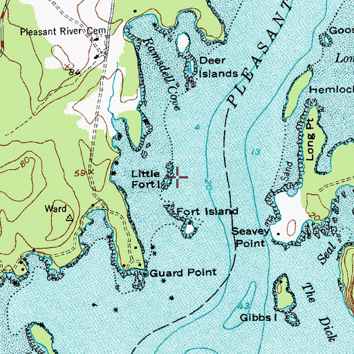 Topographic Map of Little Fort Island, ME