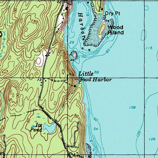 Topographic Map of Little Good Harbor, ME