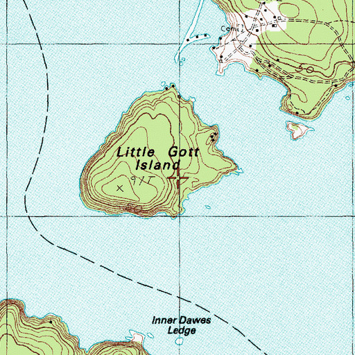 Topographic Map of Little Gott Island, ME