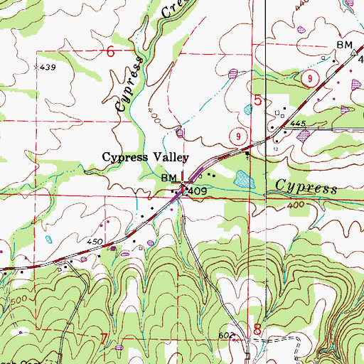Topographic Map of Cypress Valley, AR