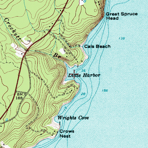 Topographic Map of Little Harbor, ME