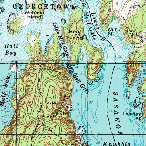 Topographic Map of Little Hell Gate, ME