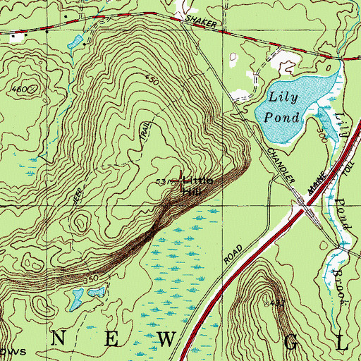 Topographic Map of Little Hill, ME