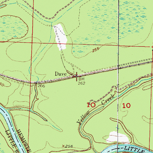 Topographic Map of Dave, AR
