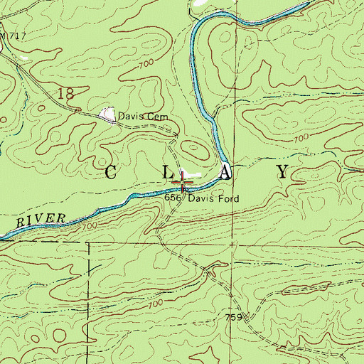 Topographic Map of Davis Ford, AR