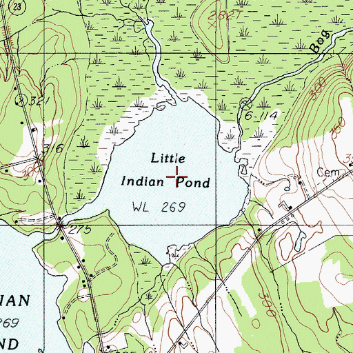 Topographic Map of Little Indian Pond, ME