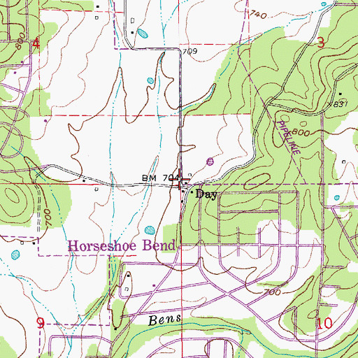 Topographic Map of Day, AR