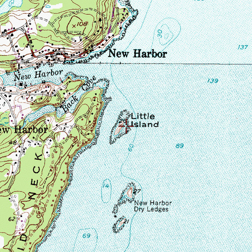 Topographic Map of Little Island, ME