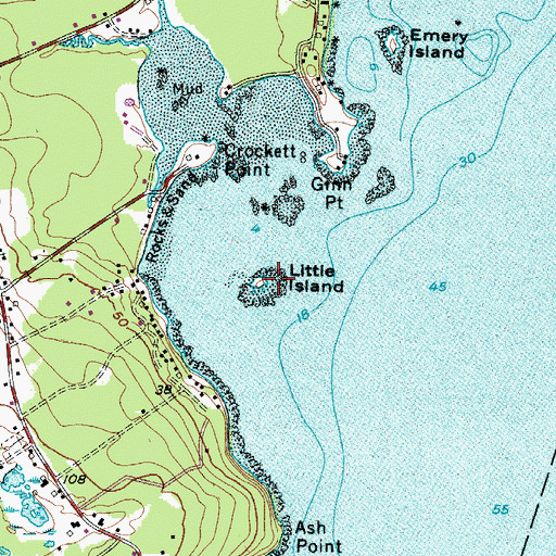 Topographic Map of Little Island, ME