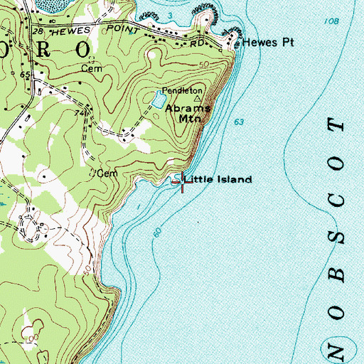 Topographic Map of Little Island, ME
