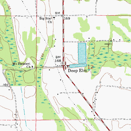 Topographic Map of Deep Elm, AR