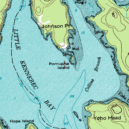 Topographic Map of Little Kennebec Bay, ME