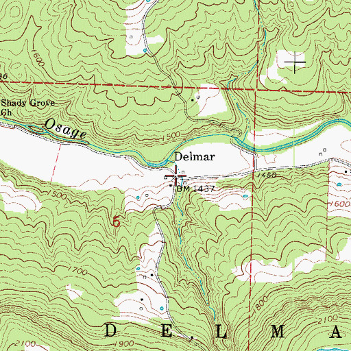Topographic Map of Delmar, AR