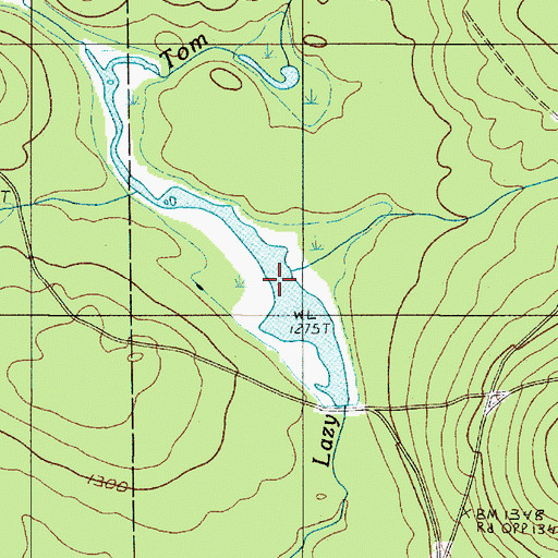 Topographic Map of Little Lazy Tom Stream, ME