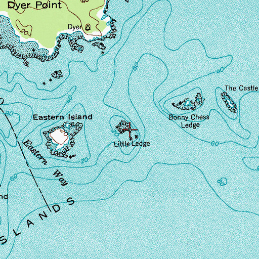 Topographic Map of Little Ledge, ME