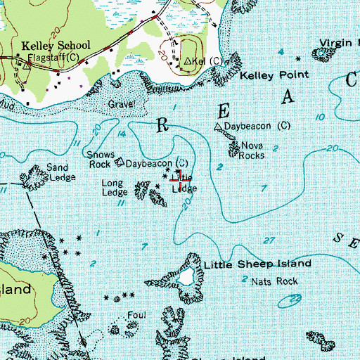 Topographic Map of Little Ledge, ME