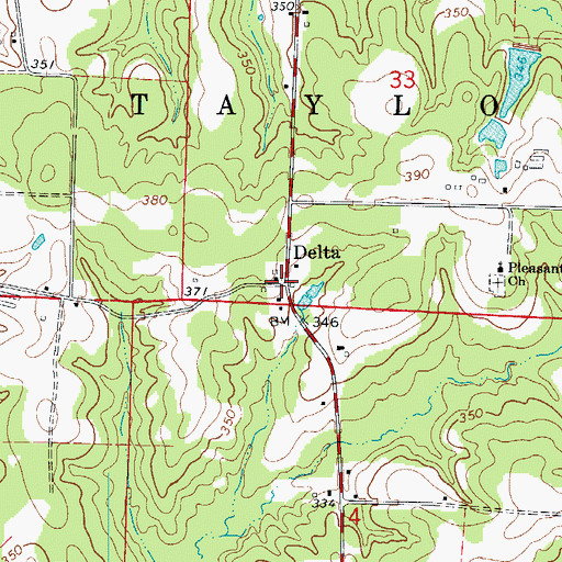 Topographic Map of Delta, AR